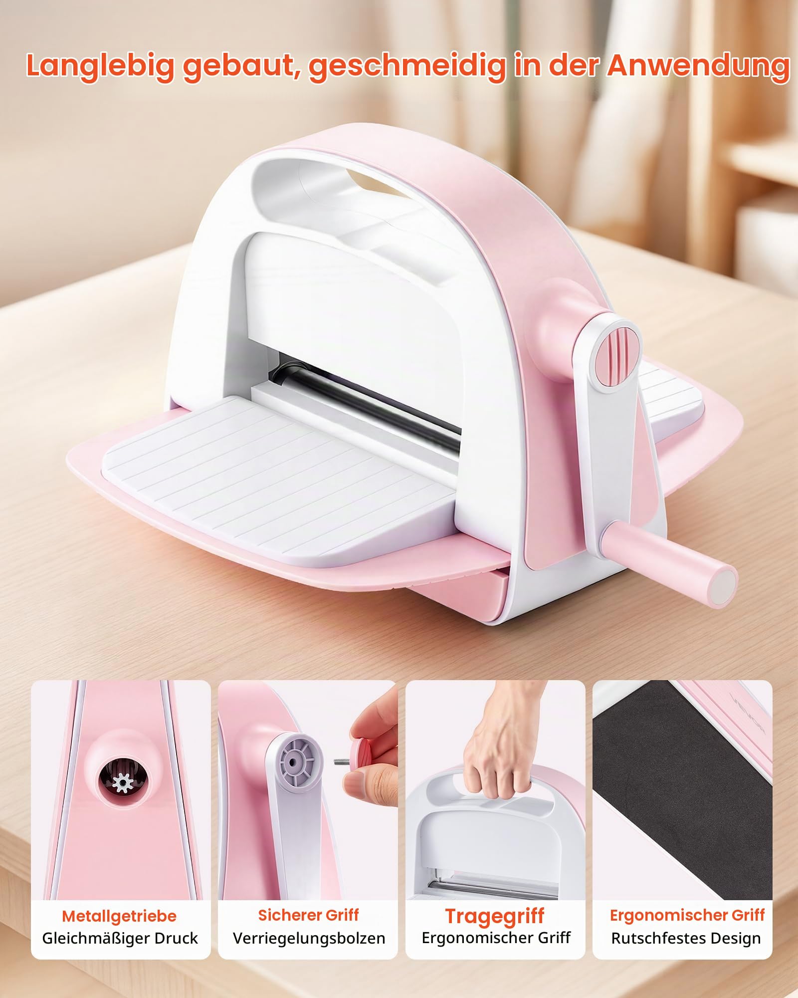VEVOR Manuelle Stanz- & Prägemaschine, 152 mm, Tragbares Stanzmaschinen-Set mit Stanzformen, Prägefoldern, Papierbögen, Schneideplatten, für Scrapbooking, Kartenherstellung & Bastelarbeiten