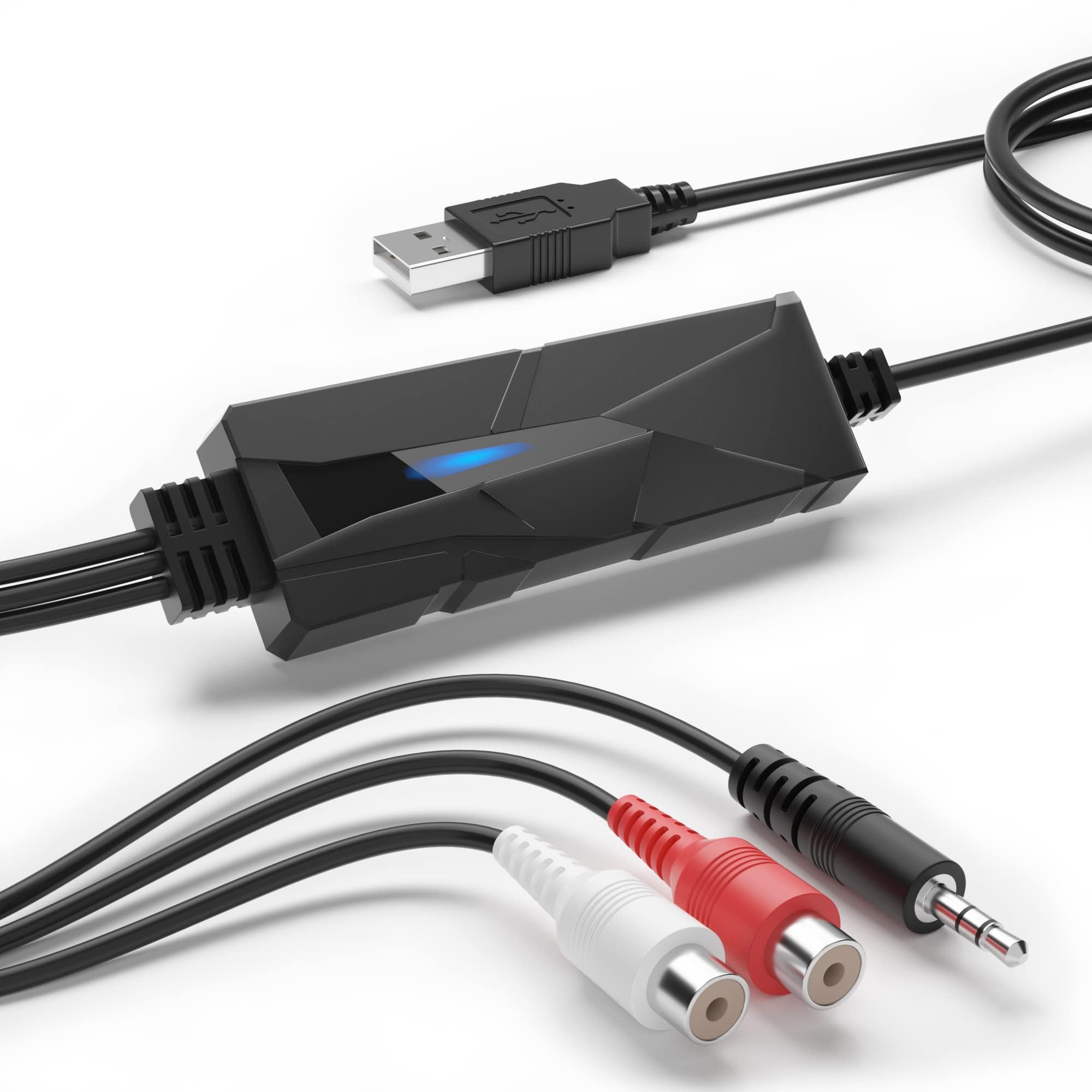 USB Audio Grabber für Stereo R/L oder 3,5 mm analoge Instrumente - Kompatibel mit Windows 11, macOS 14 Sonoma