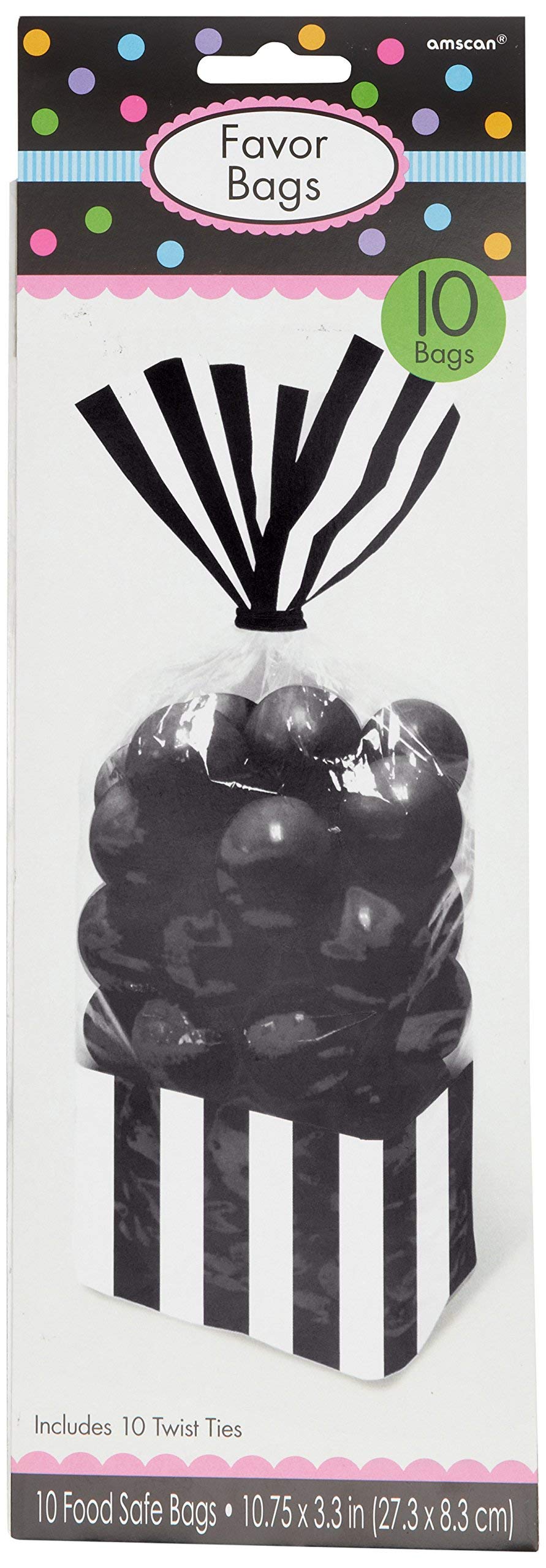 Amscan Striped Party Bag, One Size, Black