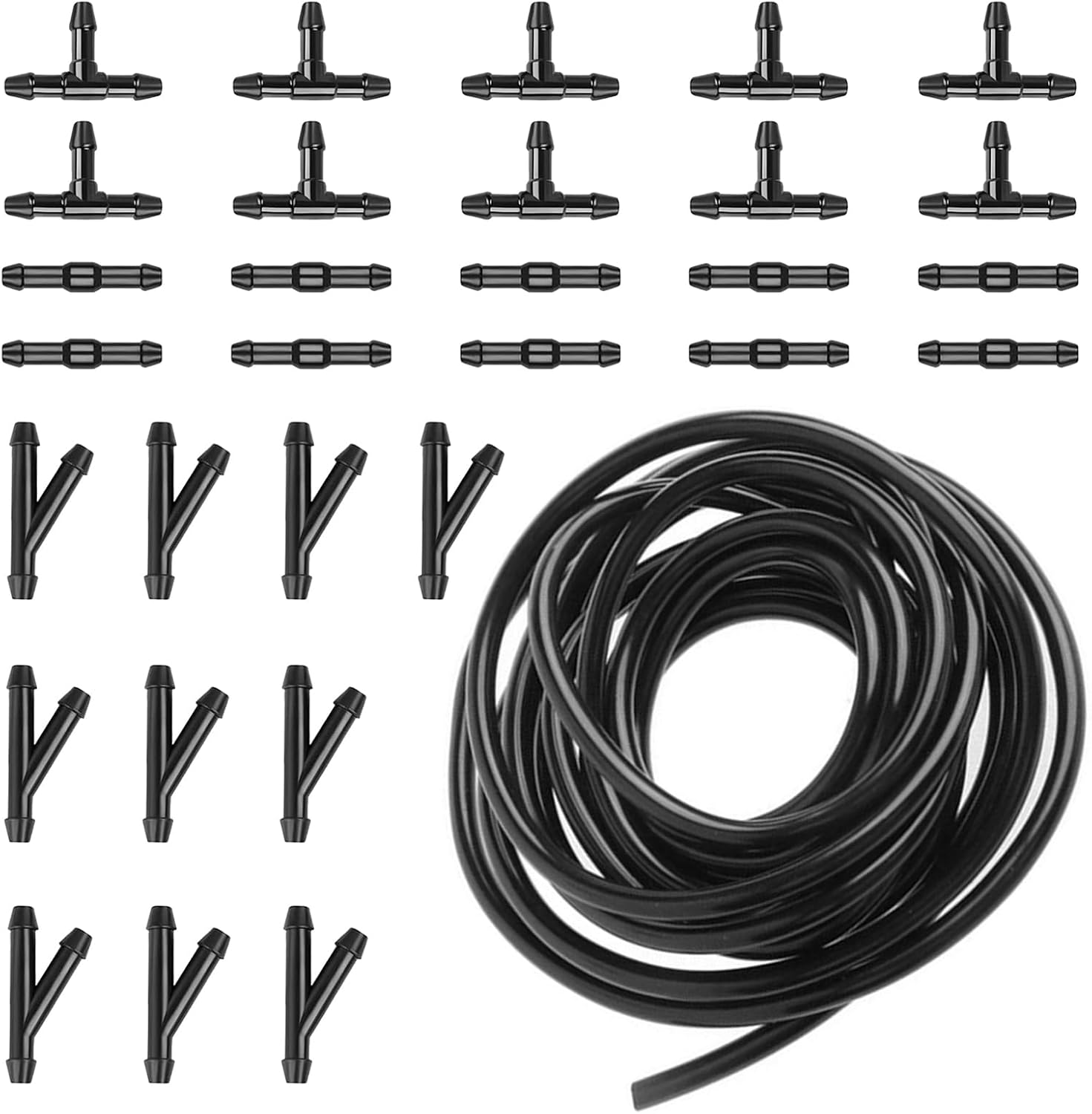 30 PCS Car 13.1Ft Windshield Washer Hose + T/Y/I Hose Connector Kit, Connecting Water Pump Nozzle Installation Kit, Car Auxiliary Cleaning Replacement Accessories, for Most Car Models (Black)