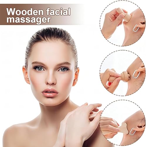 Miniatura 6 de Juego de 16 herramientas de masaje de terapia de madera, kit de maderoterapia para esculpir el cuerpo, drenaje linfático y masaje de tejidos