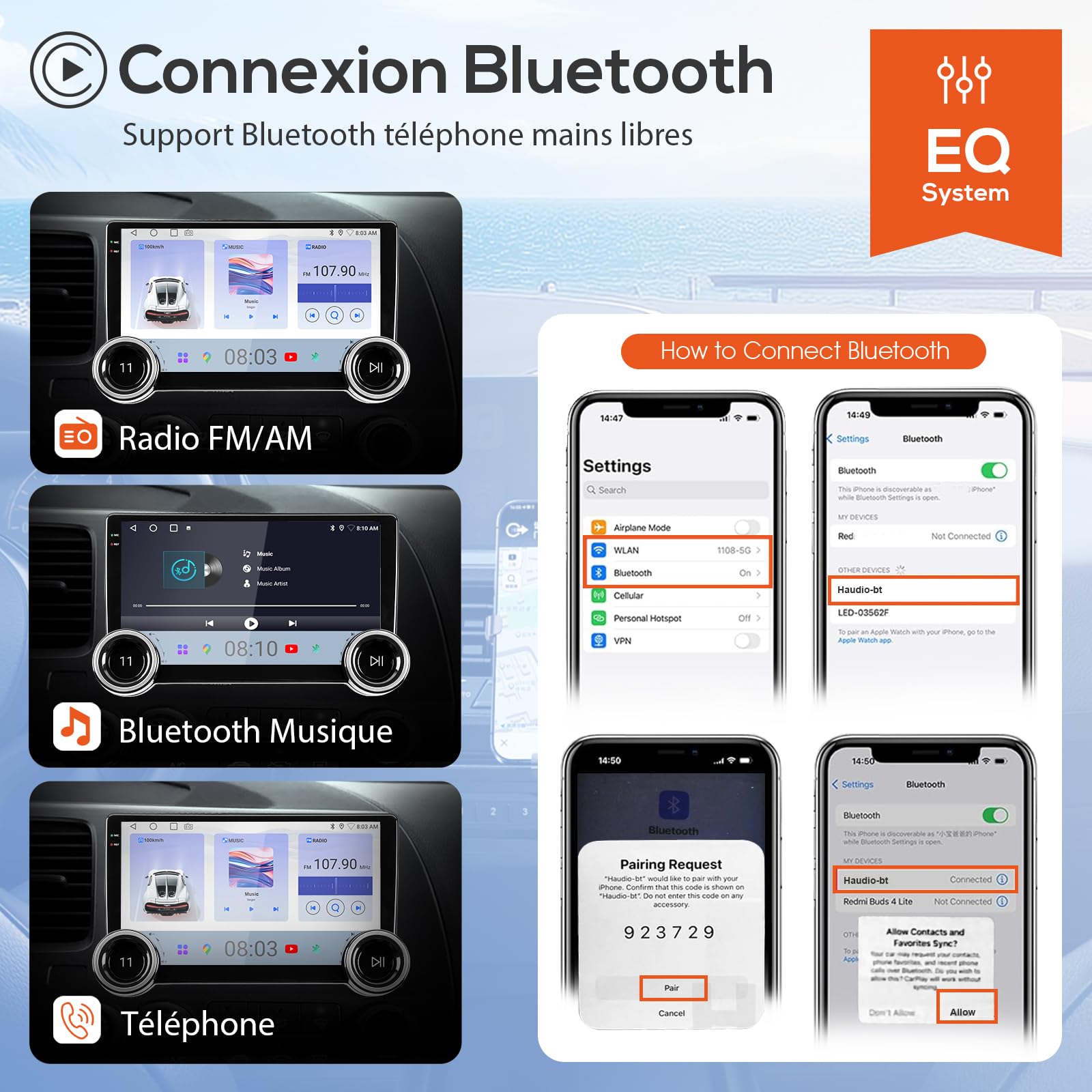 Haudio 2 Din Autoradio avec CarPlay Sans Fil et Android Auto, 10.1 Pouces Autoradio Bluetooth avec Caméra Arrière, Lien Miroir, AM/RDS/FM, Compatible avec Toutes les Voitures avec Double Bouton 2+64Go