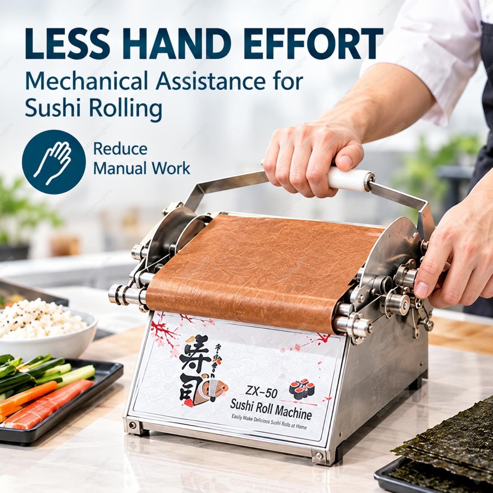 Máquina para Hacer Rollos de Sushi, Herramienta Manual de eficiencia en la Cocina