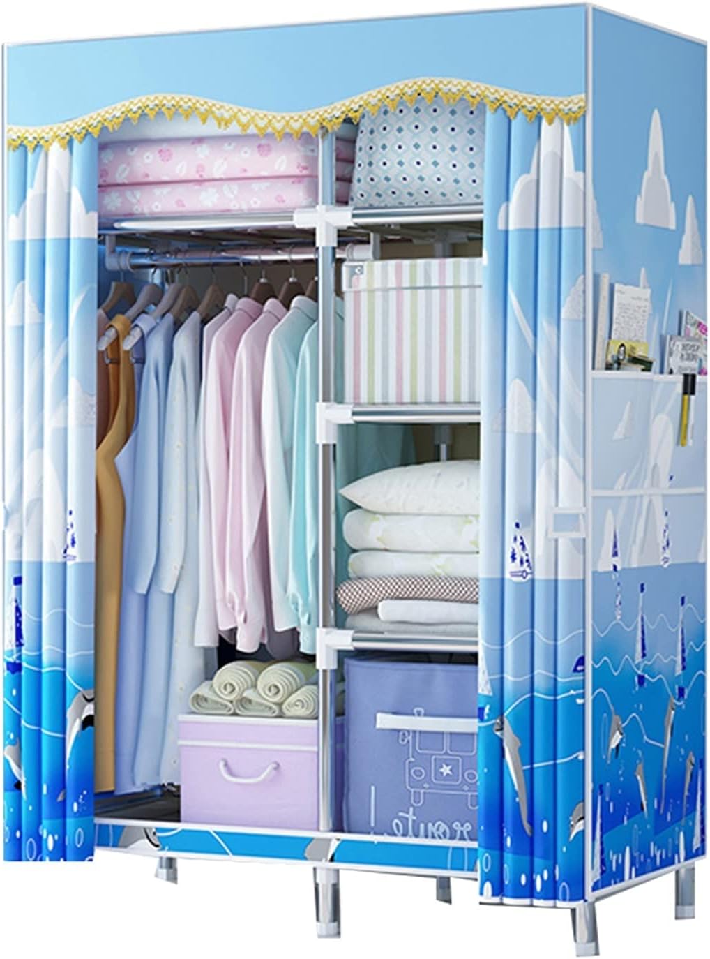 Wardrobe Storage Not Shake Or Shake Wardrobe Organiser Durable High-Strength Load-Bearing Washable Without Fading Used for Rental Room Bedroom Dorm Room (Color : 103X45X170c