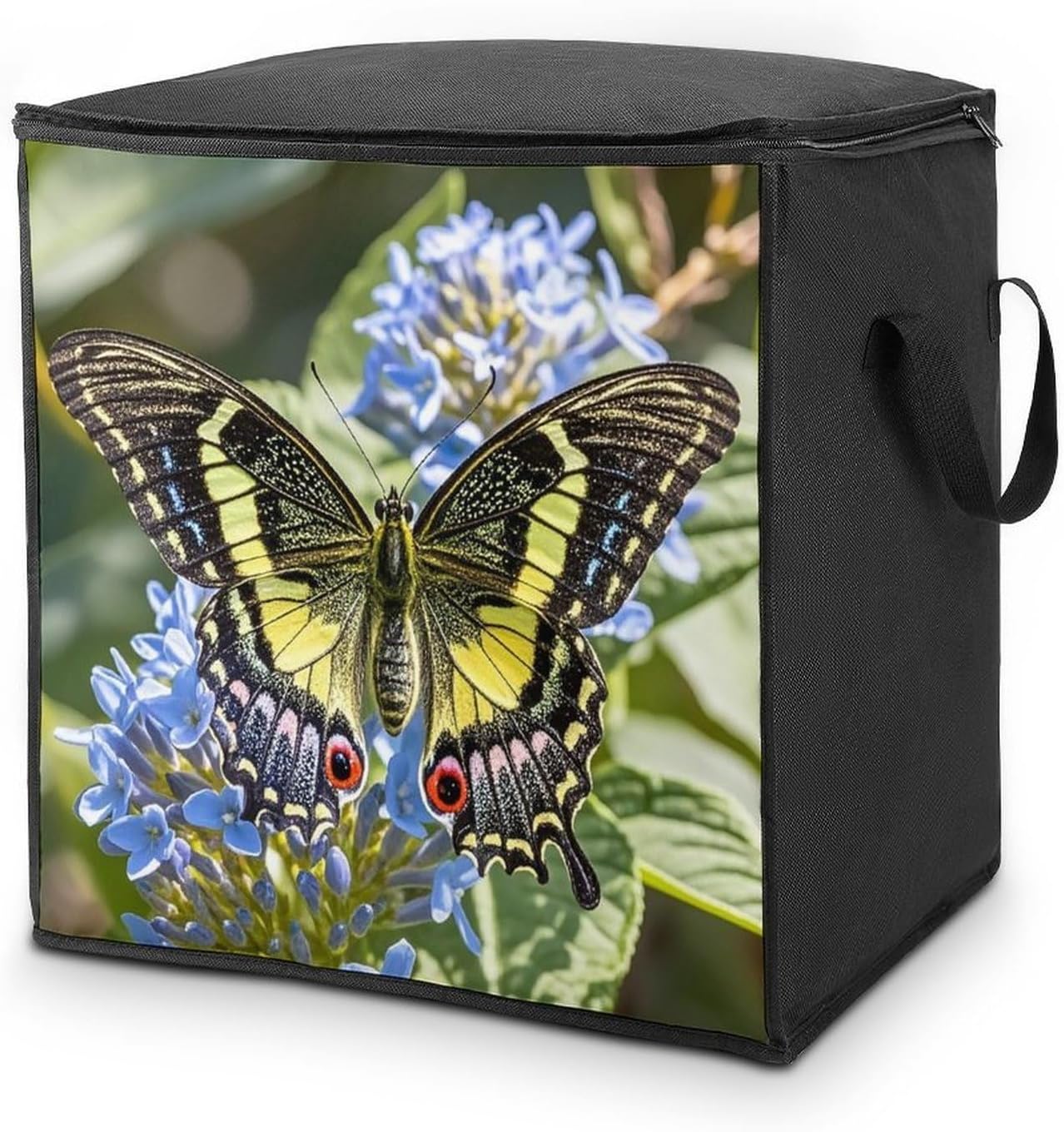 Large Nice Butterfly Storage Bags with Handle Foldable Closet Organizers Clothes Storage Bins Bedding Storage Containers Fabric Moving Bags Blanket Comforter Storage Bag 70L