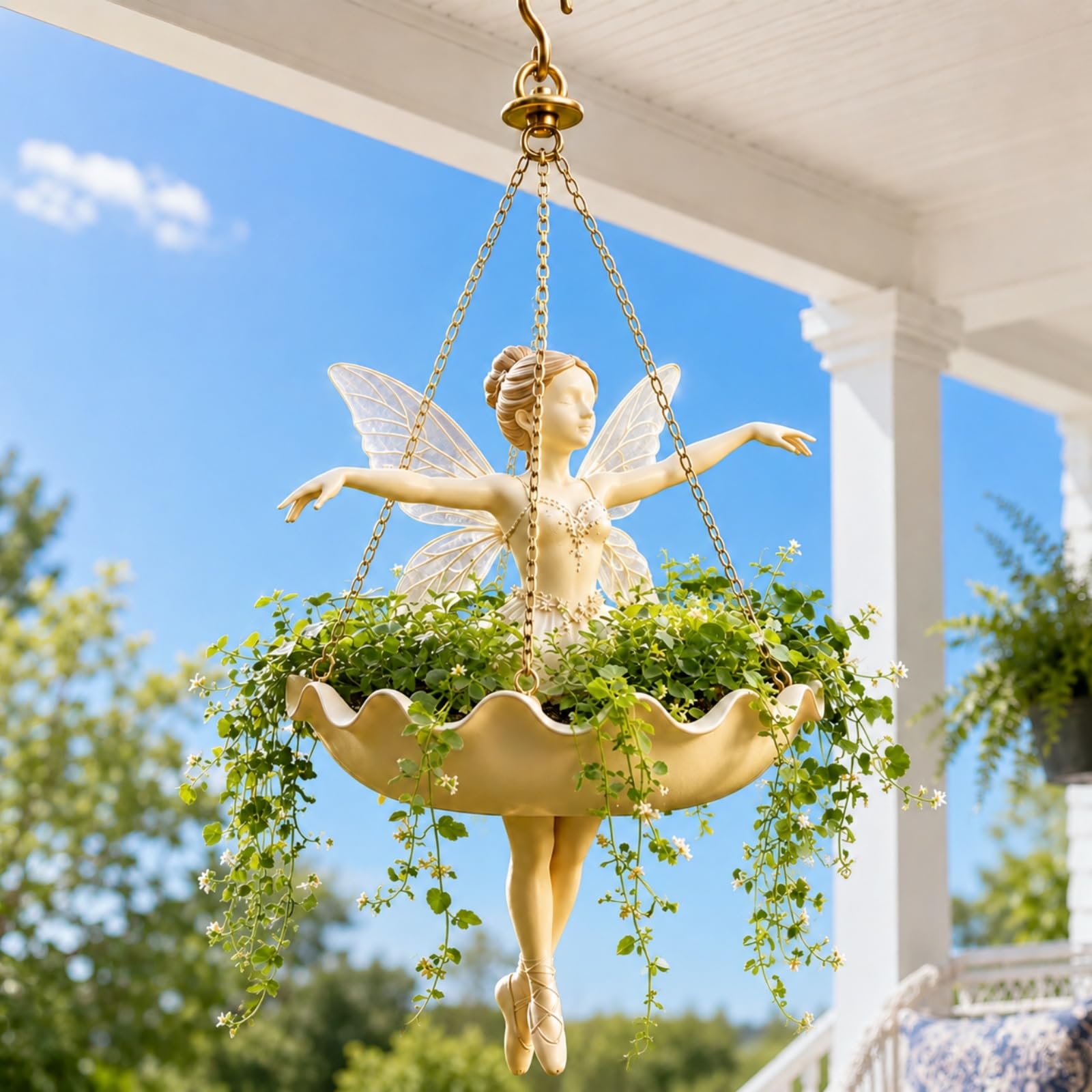 Ballerina Hanging Planter, Resin Ballet Dancer Flower Pot (Butterfly*S)