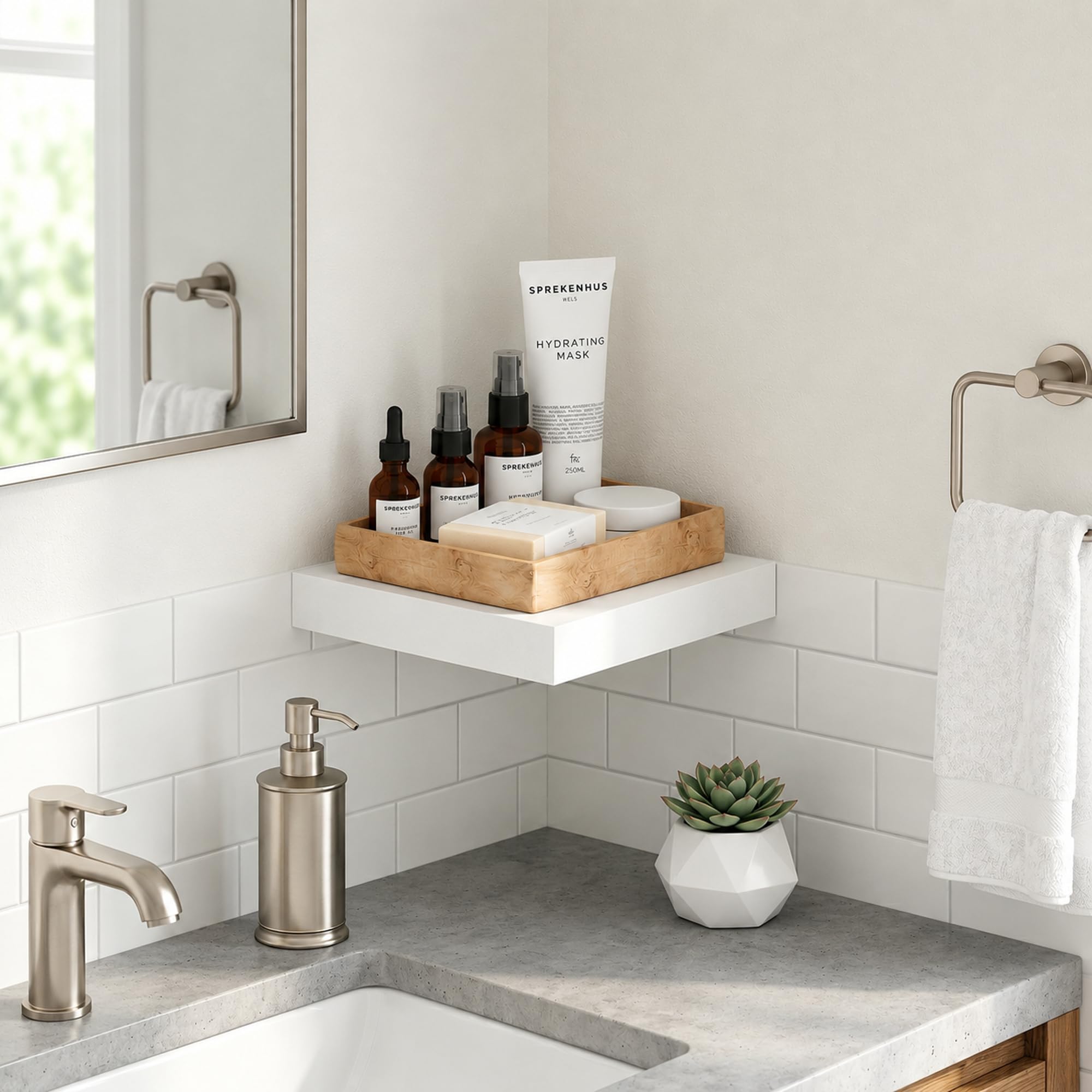 Furinno White / 9.3 x 9.3 / Modern Bathroom Shelves