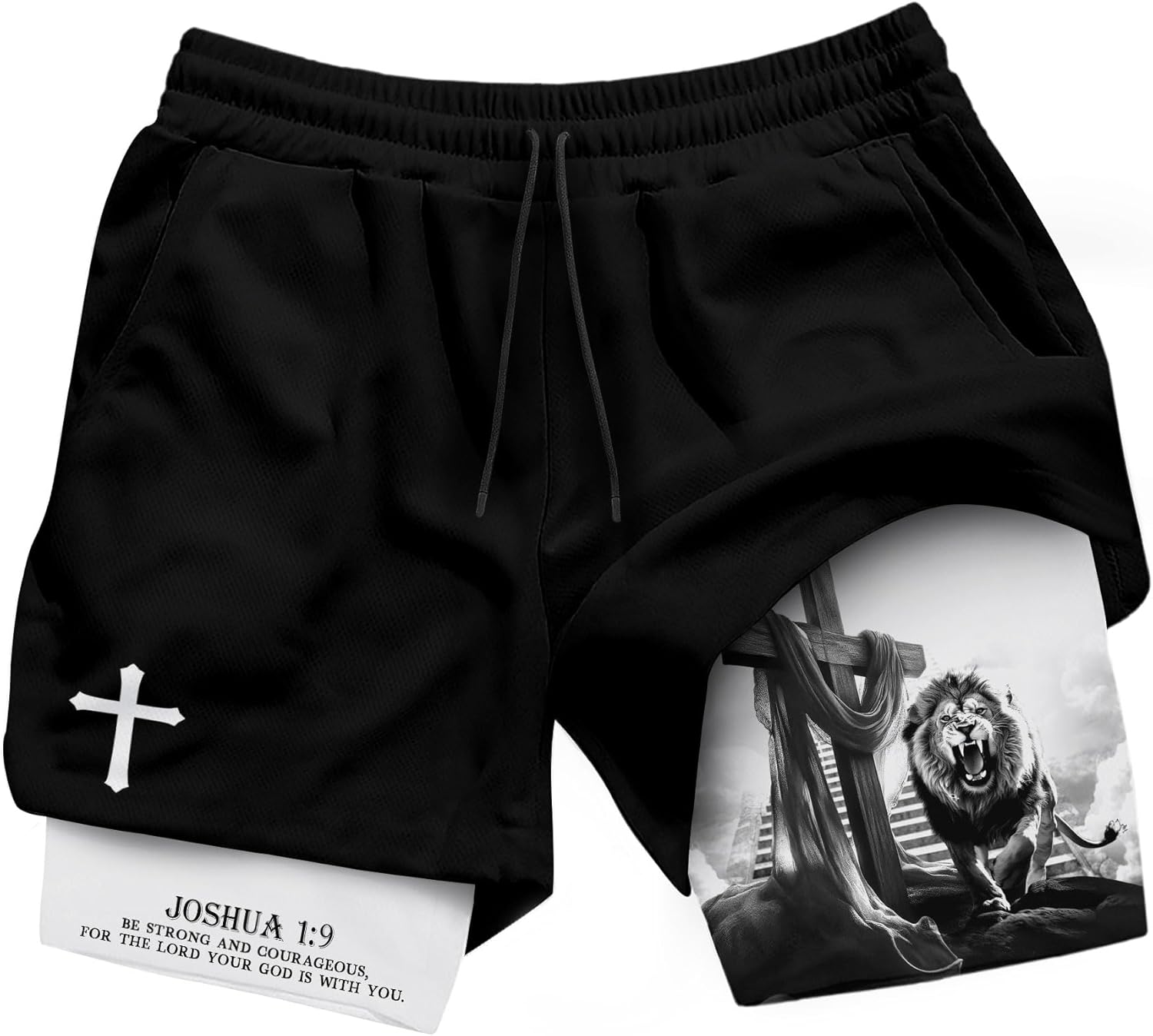 Christian Shorts for Men, Mens Gym Clothes, Work Out Shorts Gym for Men, Mens Shorts with Liner