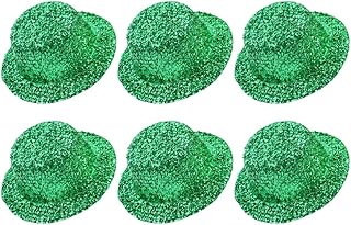 STOBOK 6Pcs St. Paddys Day Mini Hat Decor, Ireland Party Mini Hats Felt Mini Party Hat for St. Paddys Day Glitter Green Small Hats DIY Party Dolls Hats Crafts