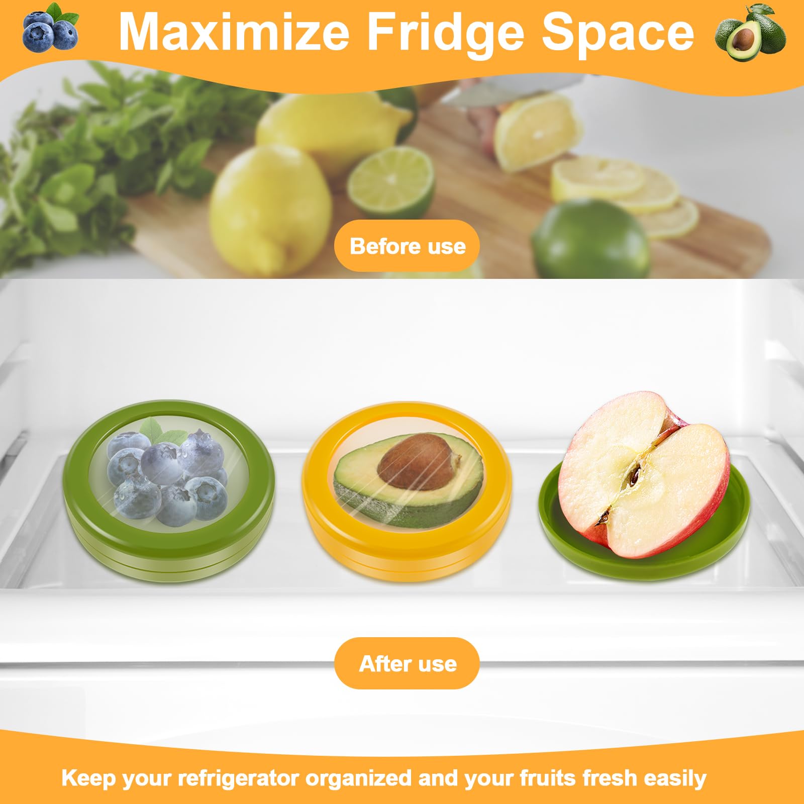 Set Di 4 Contenitori In Silicone Per Cipolle, Avocado, Limoni – Coperchi Elasticizzati – Mantengono Fresco In Frigorifero – Multiuso E Lavabili