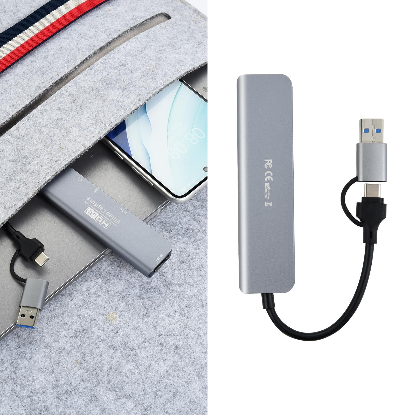 ELUTENG Scheda Acquisizione Video 4K HDMI a USB A/C Video Capture Full HD 1080P Acquisizione Video Gioco HDMI per Giochi/Streaming/Videoconferenza Compatibile con MacBook iPad PC Switch PS5 Xbox