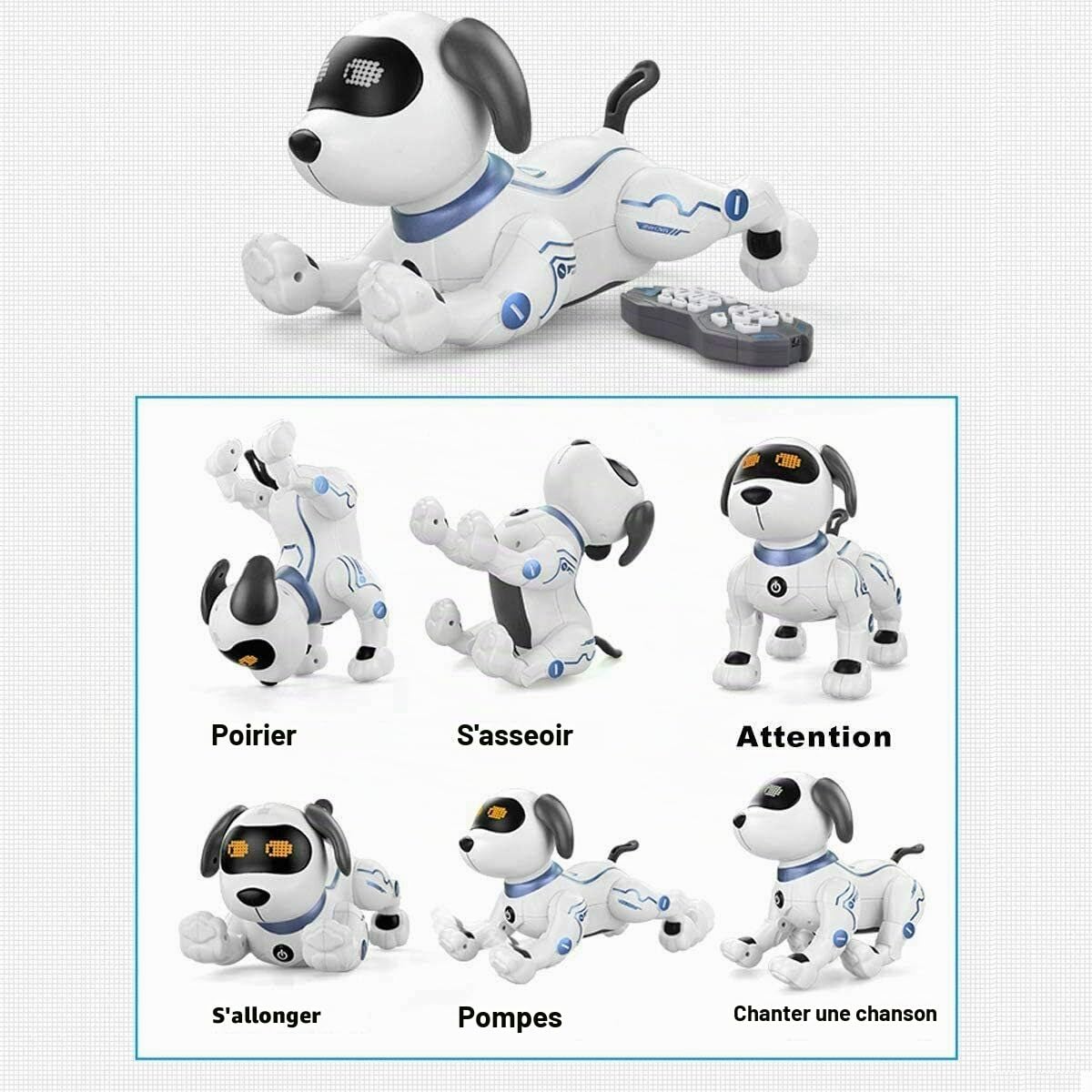 Jouets de Chien Robot Chant de Danse Assis Qui Marche interactifs Intelligent par la Voix télécommande par à Distance pour Enfants, programmable électronique