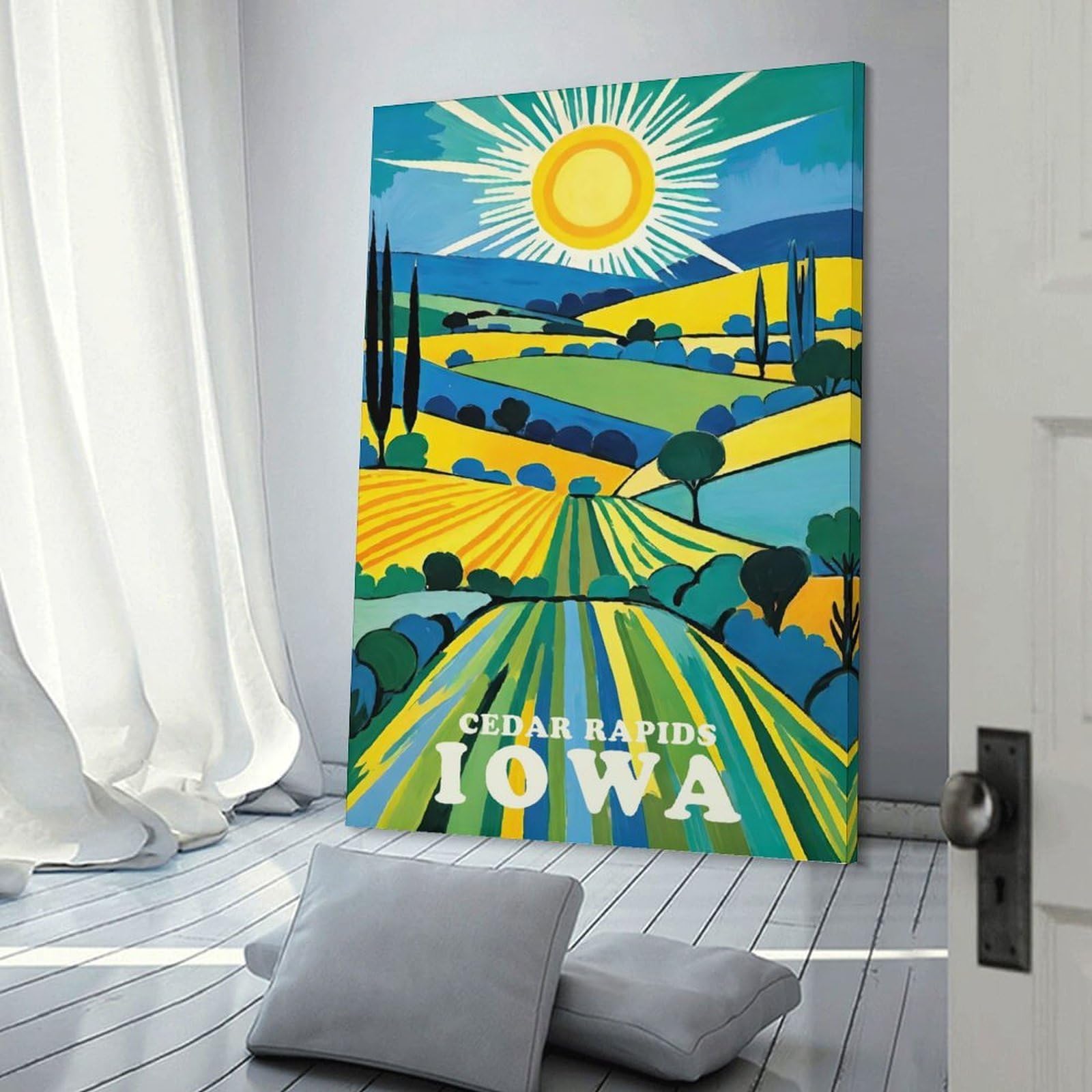 Junmoney Frame-Style-12 Pure Iowa Sunshine Decorative Canvas Print, 24X36inch(60X90cm), For Contemporary Homes, Apartments Or Offices, Home Artwork For Modern Interiors