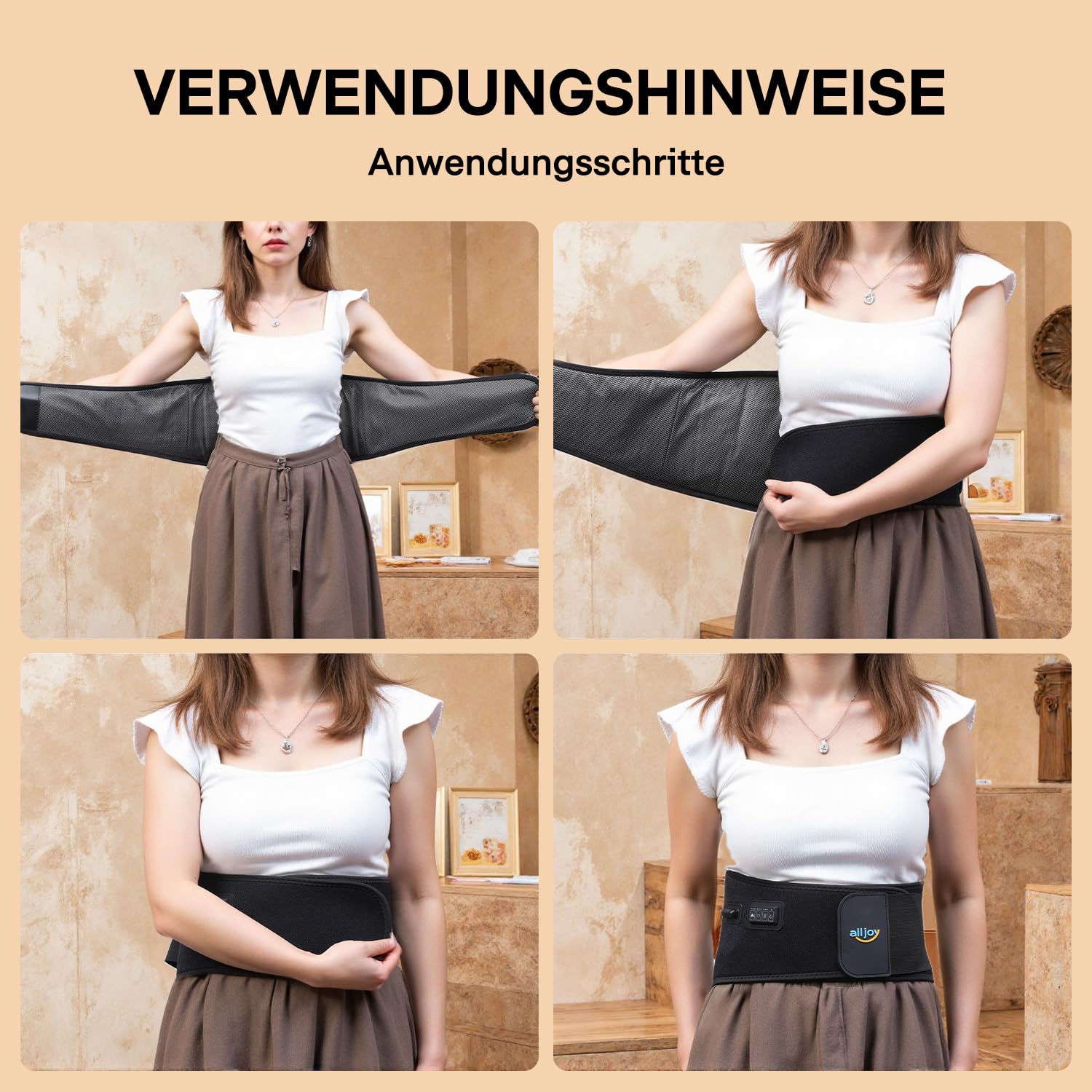 ALLJOY 170CM Wärmegürtel Rücken Heizkissen Massagegerät, Heizkissen mit Abschaltautomatik, Wärmekissen für Rücken mit 3 Wärmestufen 5 Vibrationsmassage, Geschenke für Frauen Männer (mit Kabel)