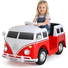 TLSUNNY 6V Licensed VW Bus Ride On Toys, Electric Car for Kids with Lights