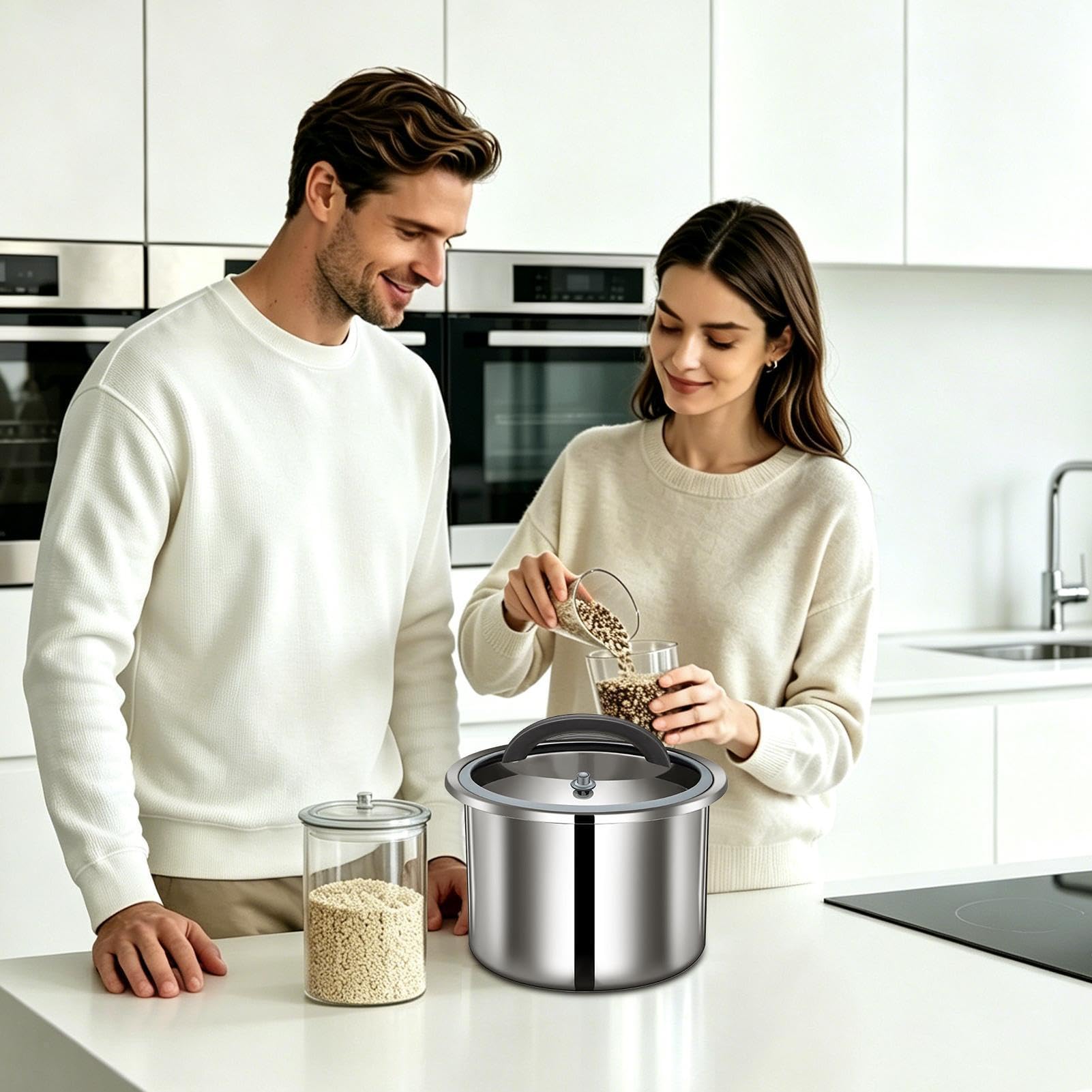 Contenitore Conservazione Riso a Chicchi Secchiello ermetico alimentare in | Recipiente sottovuoto da riso Per casa, appartamento, fattoria, sala da pranzo, ristorante e dispe