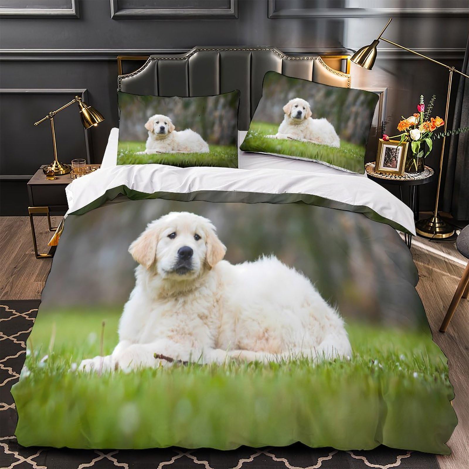 Housse de couette chiot mignon imprimé pour une nuit douce et apaisante