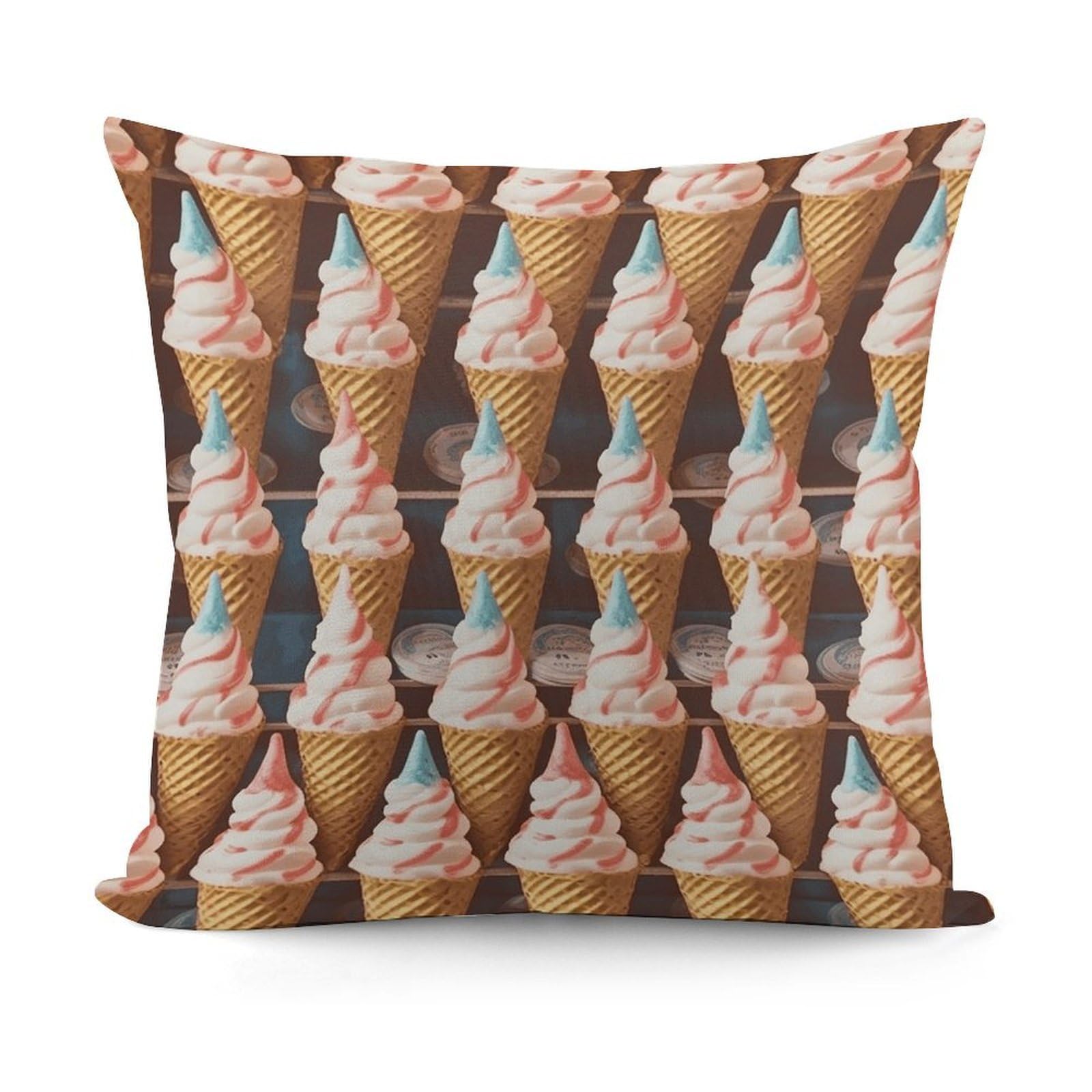 VstaDank Ice Cream Cones Fifties Time Pillow Covers Soft Plush Decorative Square Pillow Cover Modern Breathable Pillowcases Pillowcase with Invisible Zipper 18x18 Inches for Sofa Living Room