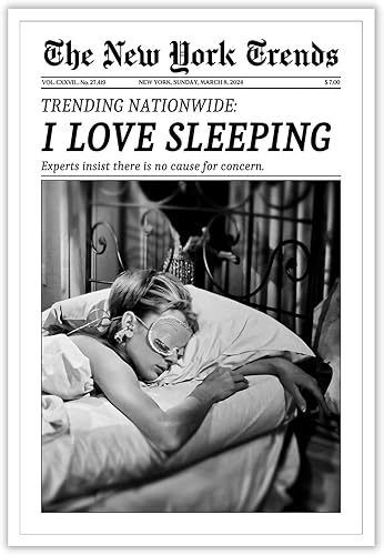 Arte de pared feminista retro en blanco y negro, pósteres de lienzo estético, impresiones de niña funky durmiendo para el hogar, dormitorio,