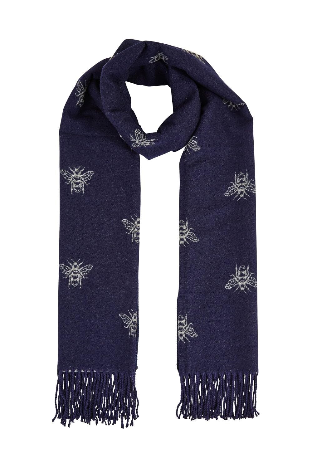 Yumi Navy Two Tone Bee Scarf (Navy, One Size)