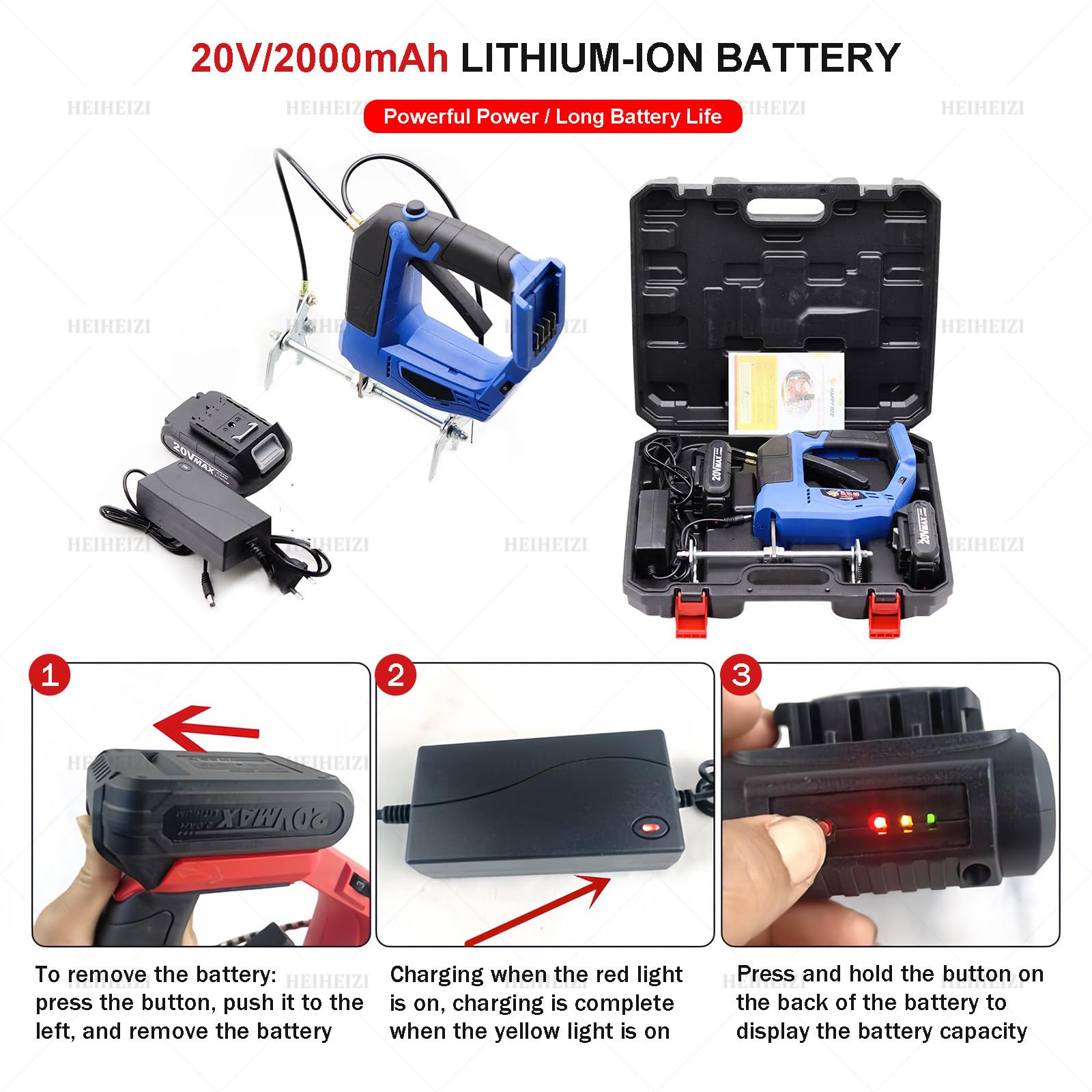 Máquina Agitadora de Cuadros de Colmena Eléctrica,Agitador de Abejas Eléctrico Portátil Sin Escobillas,Máquina Recargable Para Sacudir Cuadros de Colmena,Con 2 Baterías de Litio de 2000mAh Blue