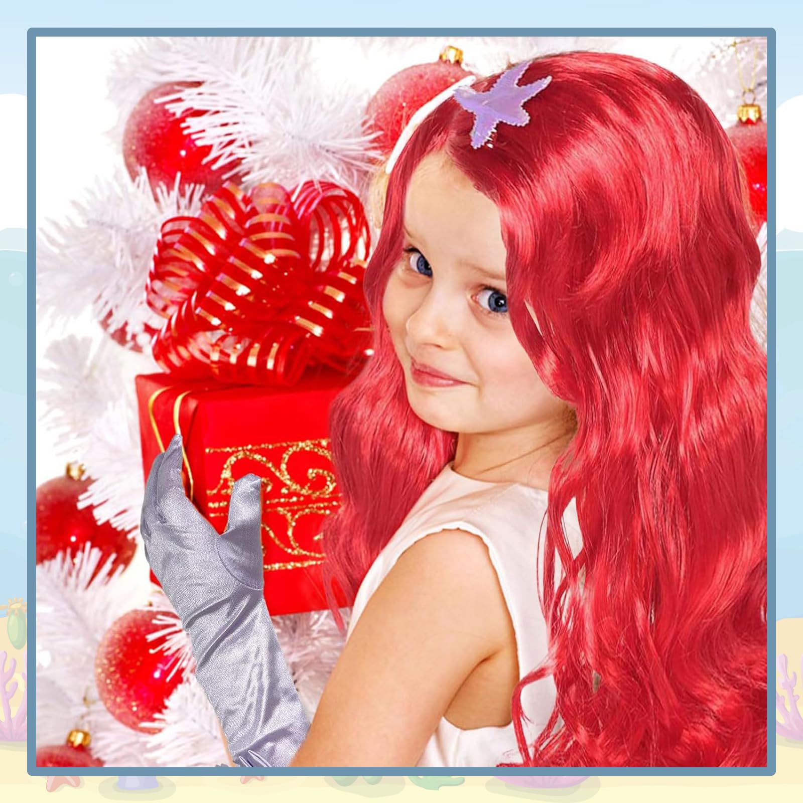 Parrucca Per Bambini a Forma Di Sirena Costume Da Sirena Parrucca Principessa Cosplay Accessori Parrucca Rossa Lunga Ondulata Anime Parrucca Ariel Sirenetta Bambina Per Carnevale, Feste a Tema,Cosplay