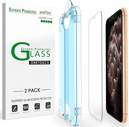 Miniatura 7 de amFilm OneTouch 2+2 protectores de pantalla compatibles con iPhone 15 Pro de 6.1 pulgadas, vidrio templado con accesorios protectores de lente de