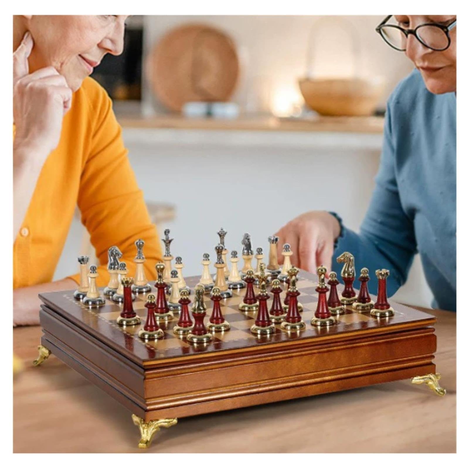 Juego de ajedrez Europeo Vintage de Madera con Almacenamiento Ajedrez