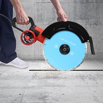 14" Electric Concrete Saw,4000W Motor Circular Saw Cutter Wall Chaser Concrete Cutter Wet/Dry Corded Circular Saw with Max 5.31 in Adjustable Cutting Depth for Granite,Brick,Porcelain