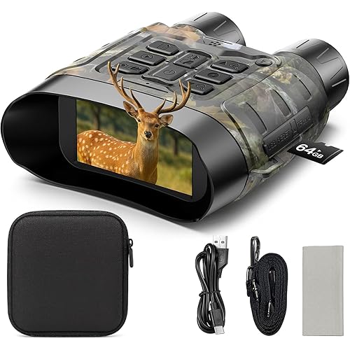Night Vision Goggles, Full Color 112 MP 4K Night Vision Binoculars 18X Zoom & 5000mAh Battery, 64GB Card Included, Infrared Binoculars, 1968ft Range, Perfect for Hunting, Camping & Security