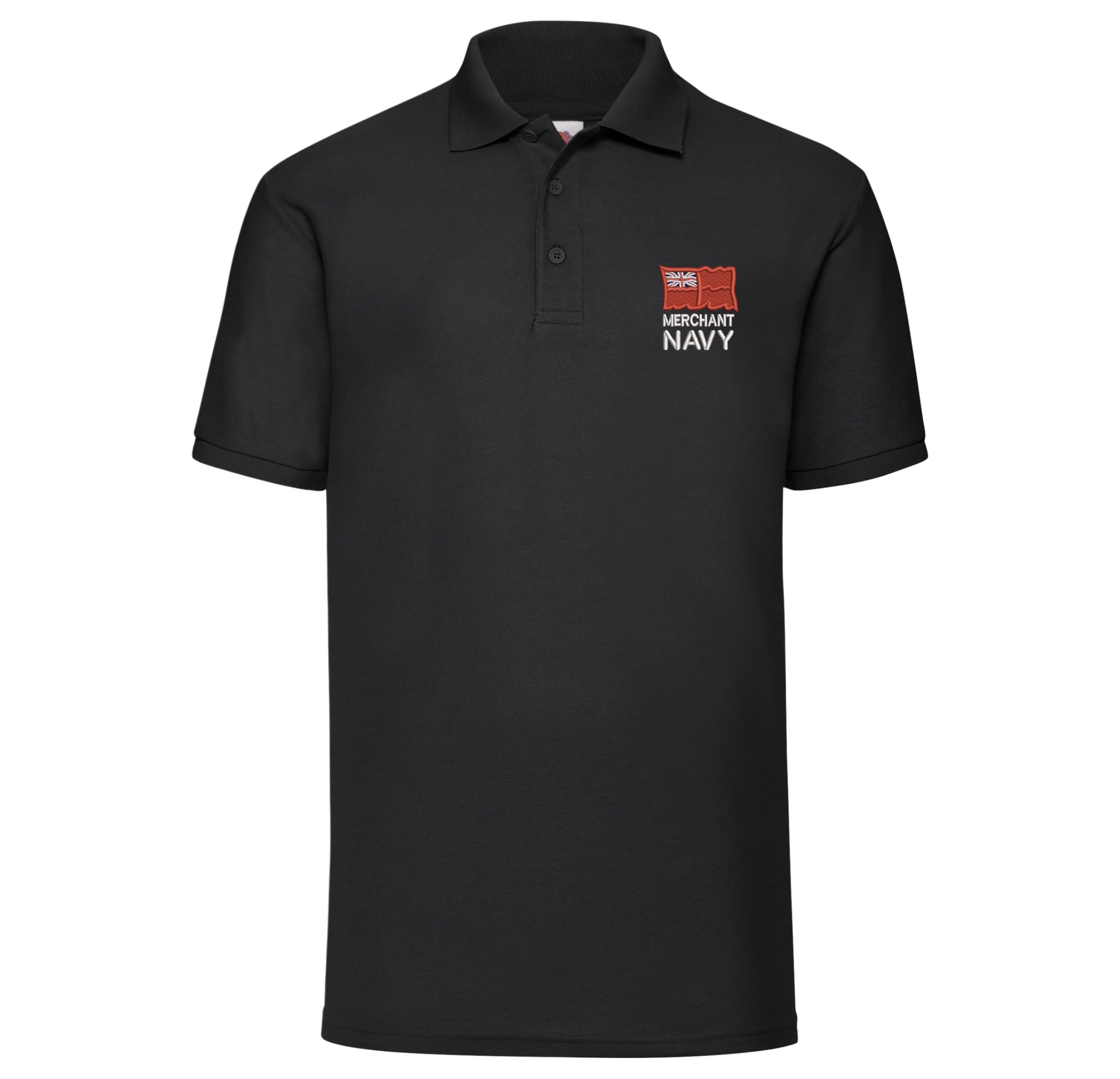 The Military Store Men's Black Merchant Navy Embroidered Polo Shirt, 2X Large