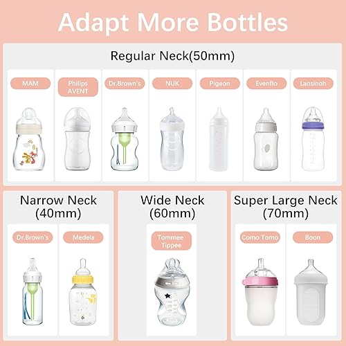 Miniatura 3 de Calentador de biberones portátil para viajar con botella de vidrio, 8 adaptadores, calentador de biberones para leche materna sobre la marcha, doble