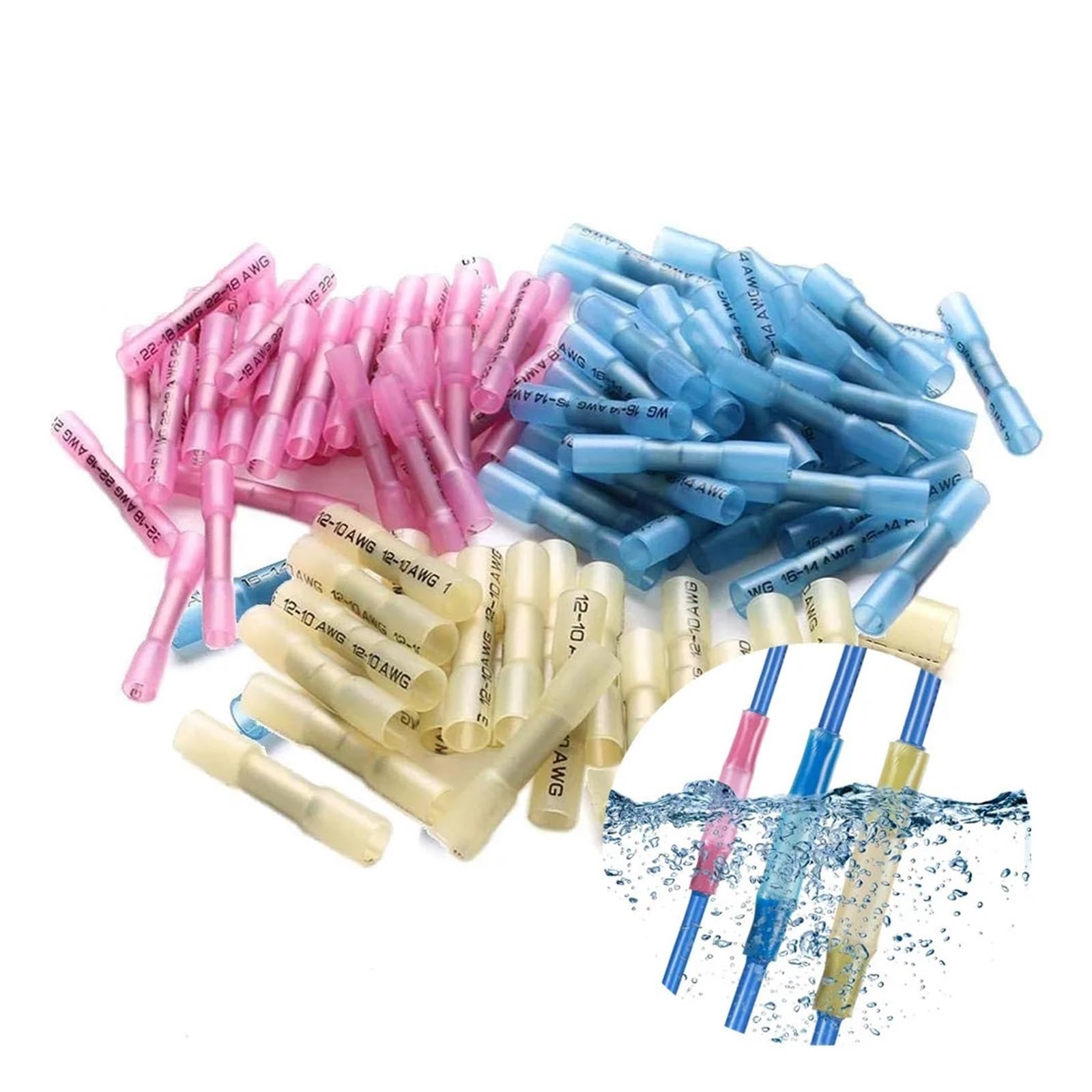 ICXLPMC 210PCS Heat Shrink Butt Connectors Insulated Crimping Terminals Electrical Splice Wire Cable Crimp Connector Kit