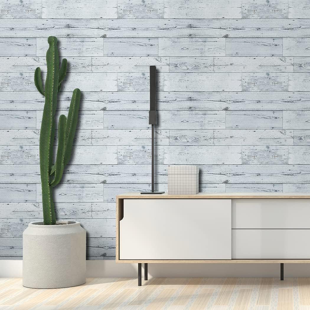 vovoyager 17.7in x 472in Distressed Wood Shiplap Wallpaper Peel and Stick Wood Planks Contact Paper for Cabinets Rustic Self Adhesive Vintage Wood Grain Wallpaper for Walls Removable Room Wallpaper