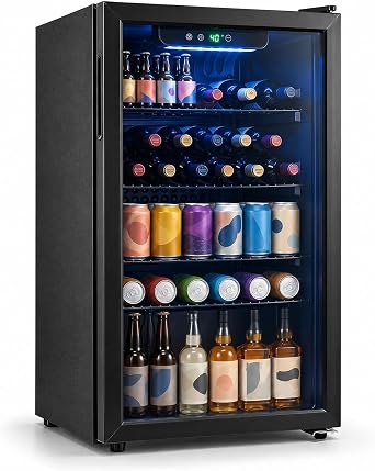 ARLIME Mini Fridge, Drink Cooler, Beverage Refrigerator with Glass Door