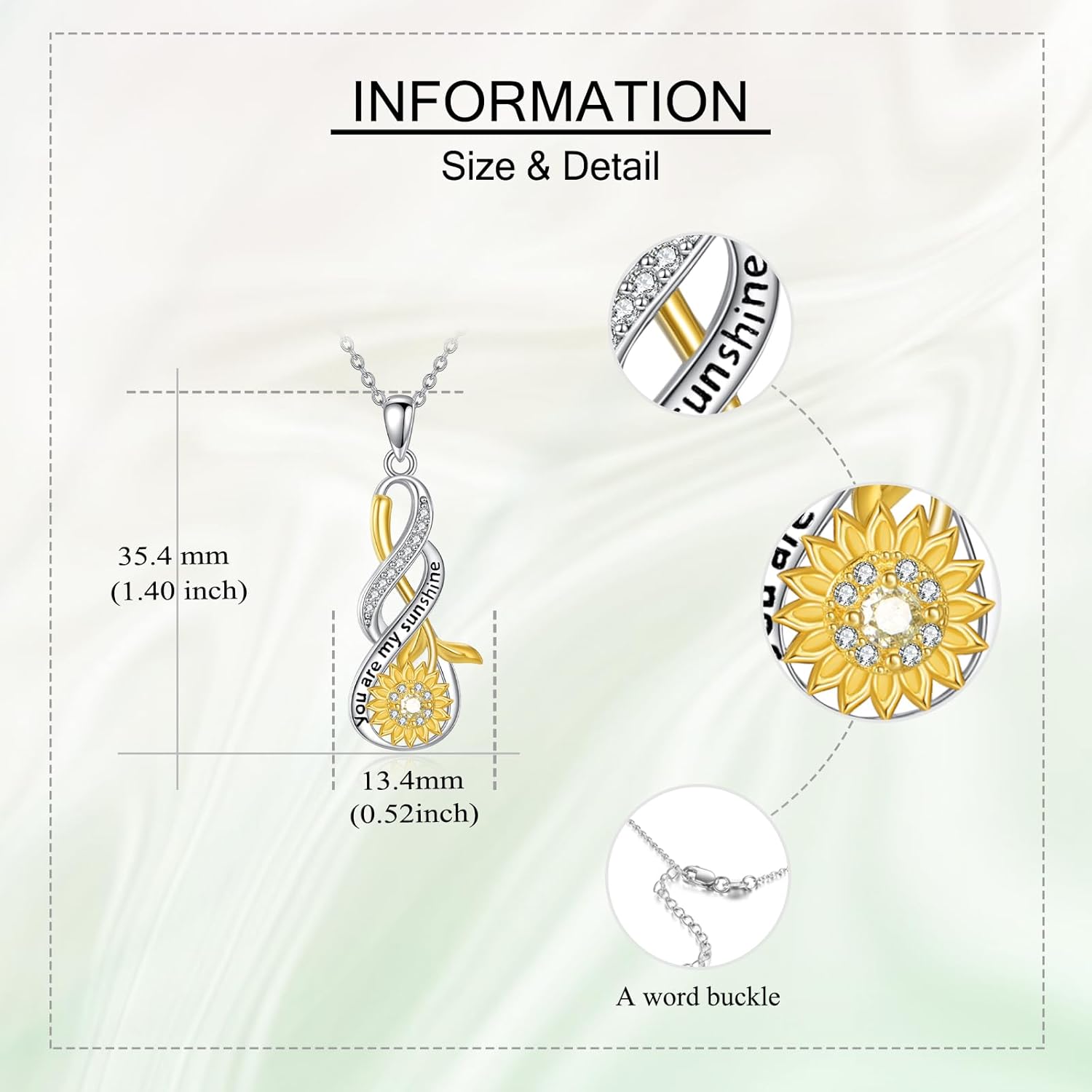 Sunflower Necklaces for Women 18K Gold Plated Sterling Silver You Are My Sunshine Dainty Jewelry Gifts for Women - Image 5