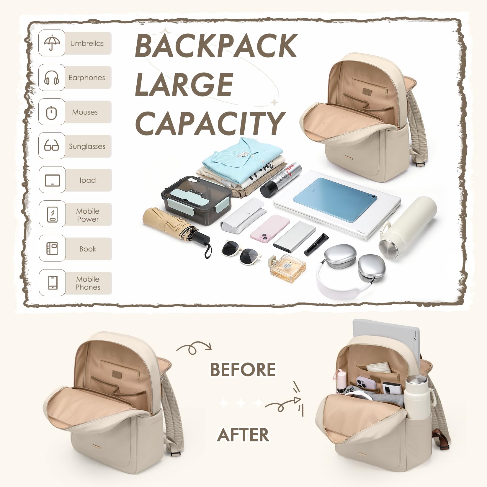 Sac à dos pour ordinateur portable pour femme, sac à dos de travail décontracté, sac à dos de voyage