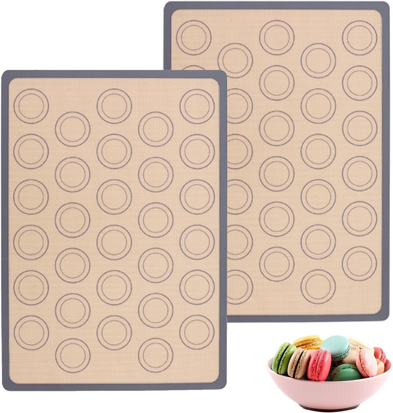 2 Pieces Microperforated Oven Mat, Non-Stick Silicone Macaron Mat, Reusable Oven Mats for Macaron Pizza Making, (42 x 29.5 cm)