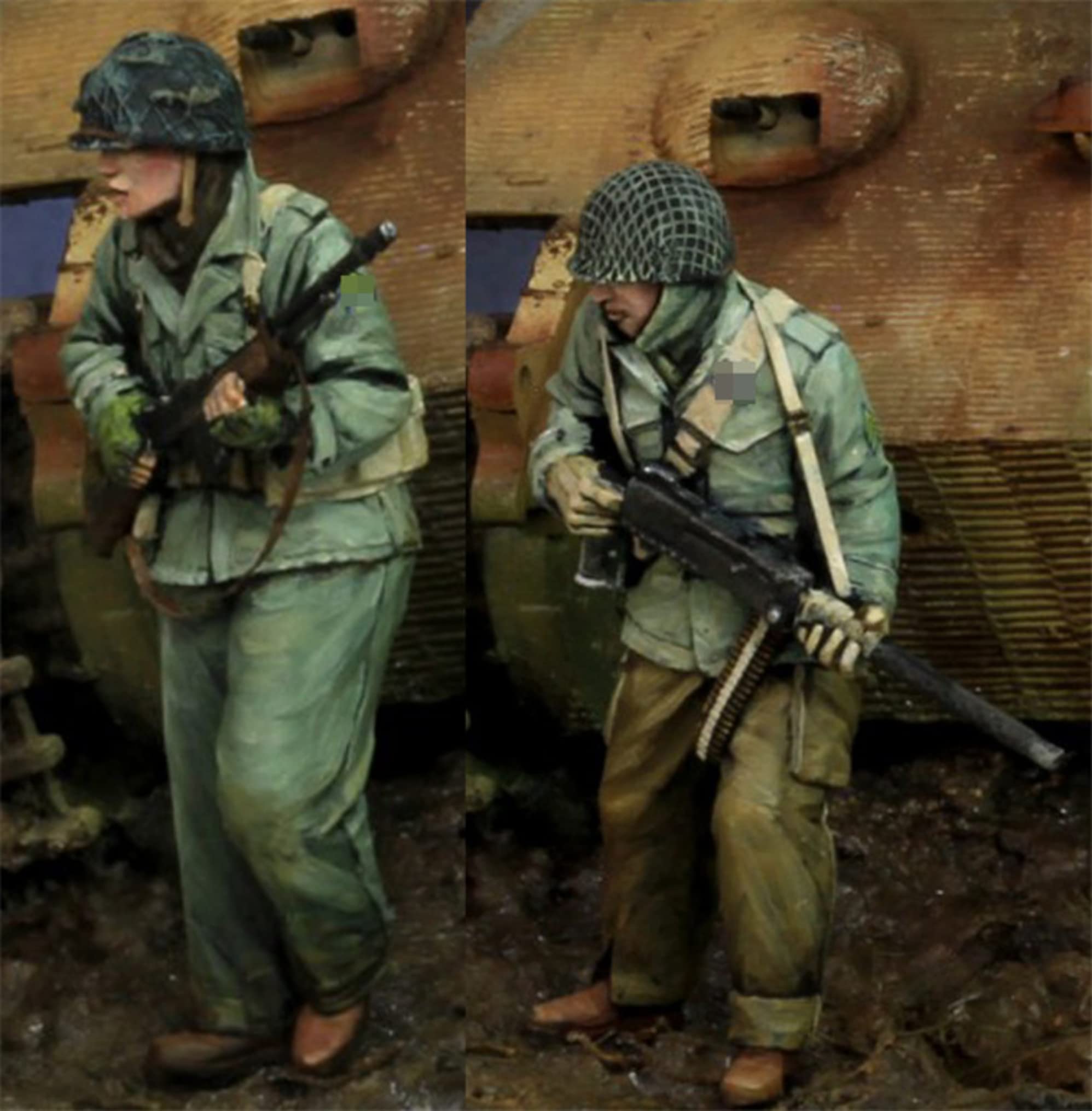 1/35 WWII American Soldier Resin Model kit, unassembled and unpainted Resin Model Parts（2 People） (jz7A-3)