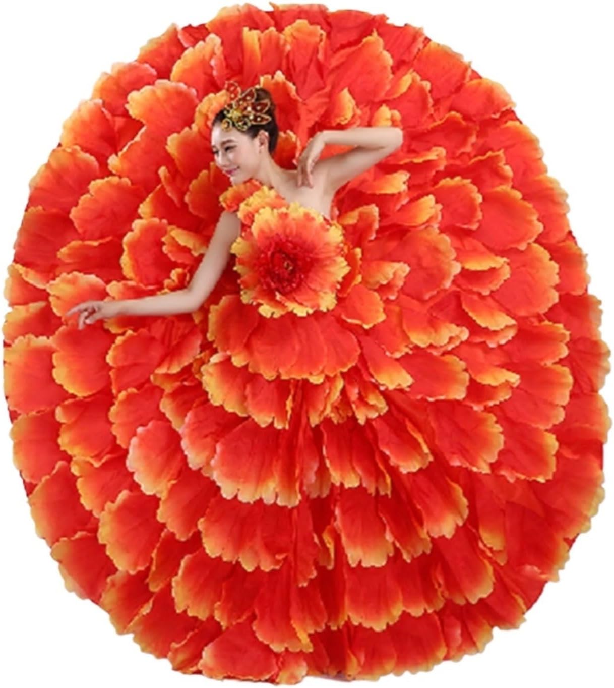 360 Large Opening Dance Dress Blooming Flowers Dance Performance Costumes Women Large Skirt Petal Skirt