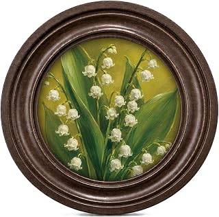 Small round vintage-inspired lily of the valley wall art