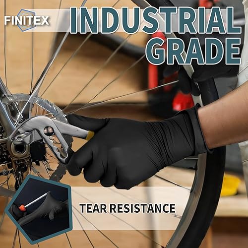 Miniatura 7 de FINITEX - Guantes desechables de nitrilo negro, 5 mil, sin polvo, guantes de examen médico sin látex, 100 unidades para limpiar guantes de alimentos
