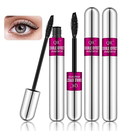 Máscara de pestañas 2 en 1 Thrive 2 en 1 para un efecto natural de alargamiento y espesamiento, de fibra de seda 4D impermeable de larga duración, a