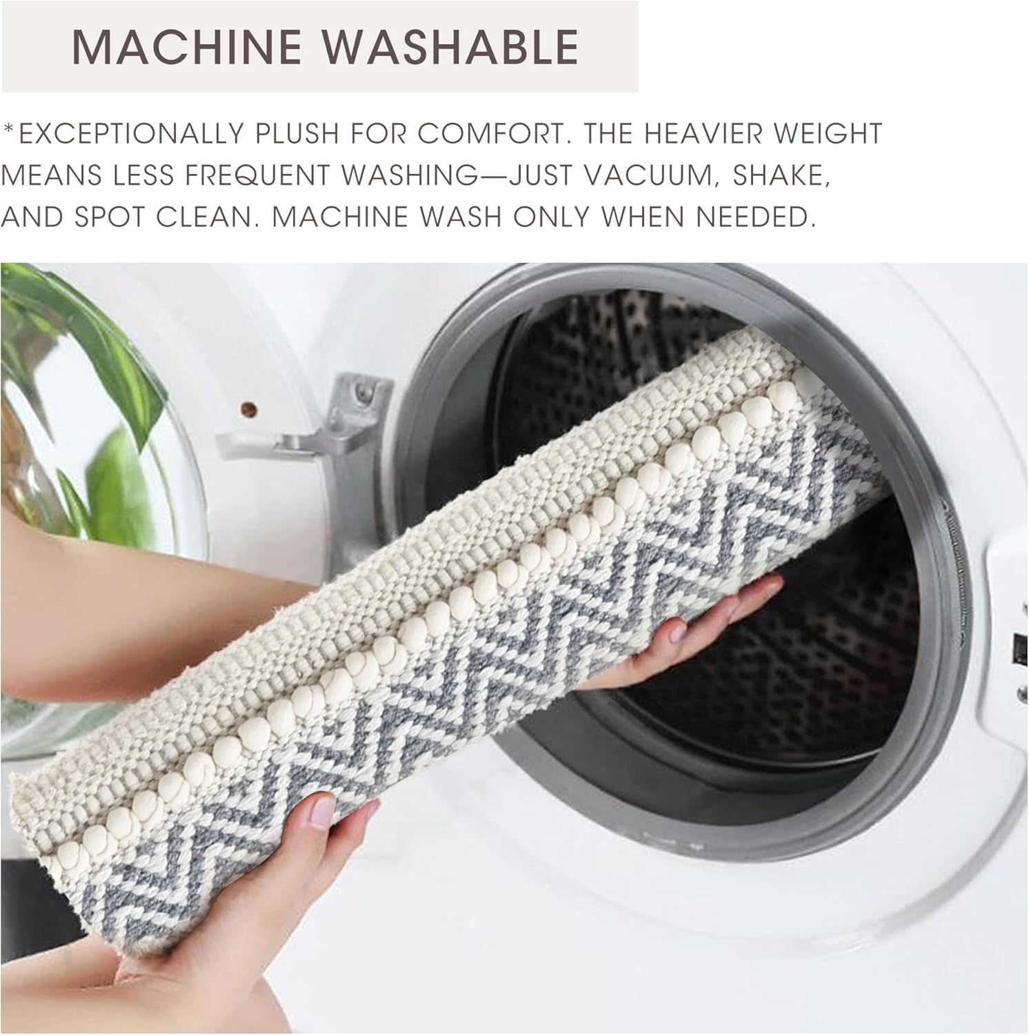 Ink+Ivy Bath Rug Hand-Woven Texture Shaggy Striped Soft & Water Absorbent, Boho Bathroom Décor Bath-Mats, Non-Slip Absorbent Quick Dry Mats for Tub, Shower Room, Asher, 20x32 Grey