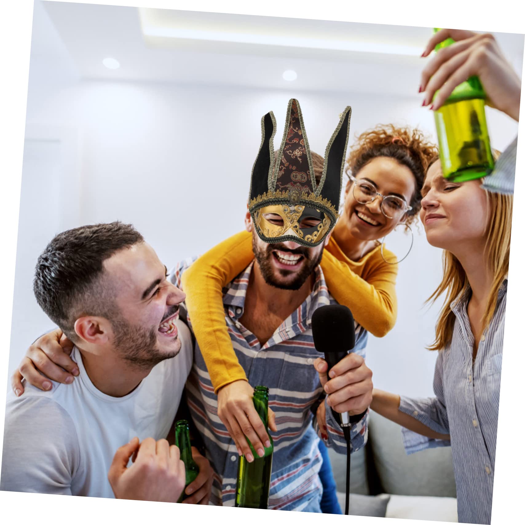 SOIMISS Máscara Veneciana De Media Cara Para Hombre Para Fiestas De Carnaval Bailes De Disfraces y Eventos Temáticos Diseño Negro Exclusivo