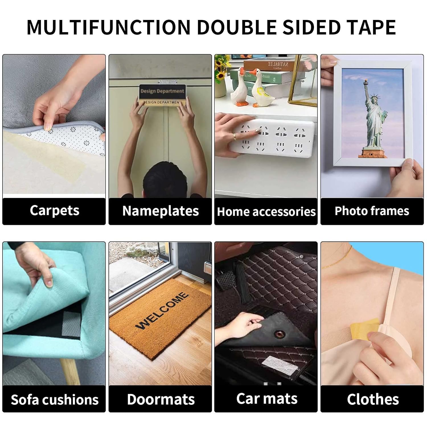 WENSSKKU Extra Strong Double Sided Fabric Tape Heavy Duty for Clothes,Double Stick Fabric Tape for Carpet/Clothing 2inch x 33FT(10m) High Stickness Strong 2 Sided Tape (Pack of 2)