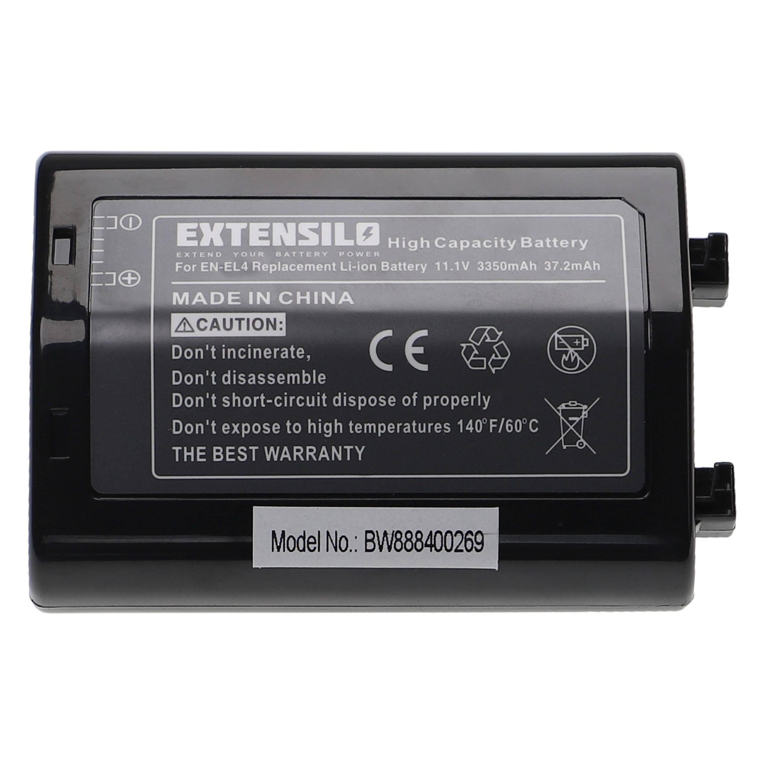batteria compatibile con Nikon D3, D3s, D3X, D2H, D2X, D2Hs, F6, D2Xs fotocamera (3350mAh, 11,1V, Li-Ion)