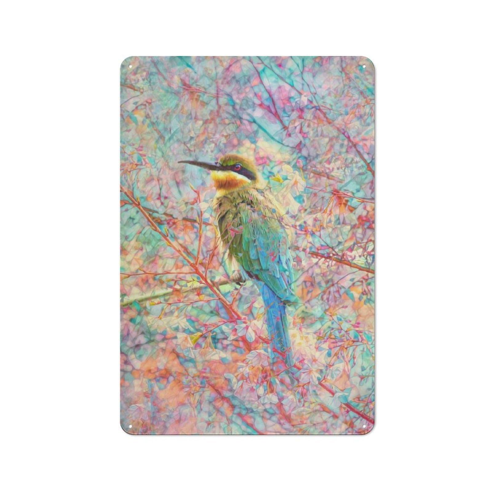 Junmoney Happy Bird Printed Metal Sign 30X20cm For Café Or Restaurant, For Hospitality Interior Collectors