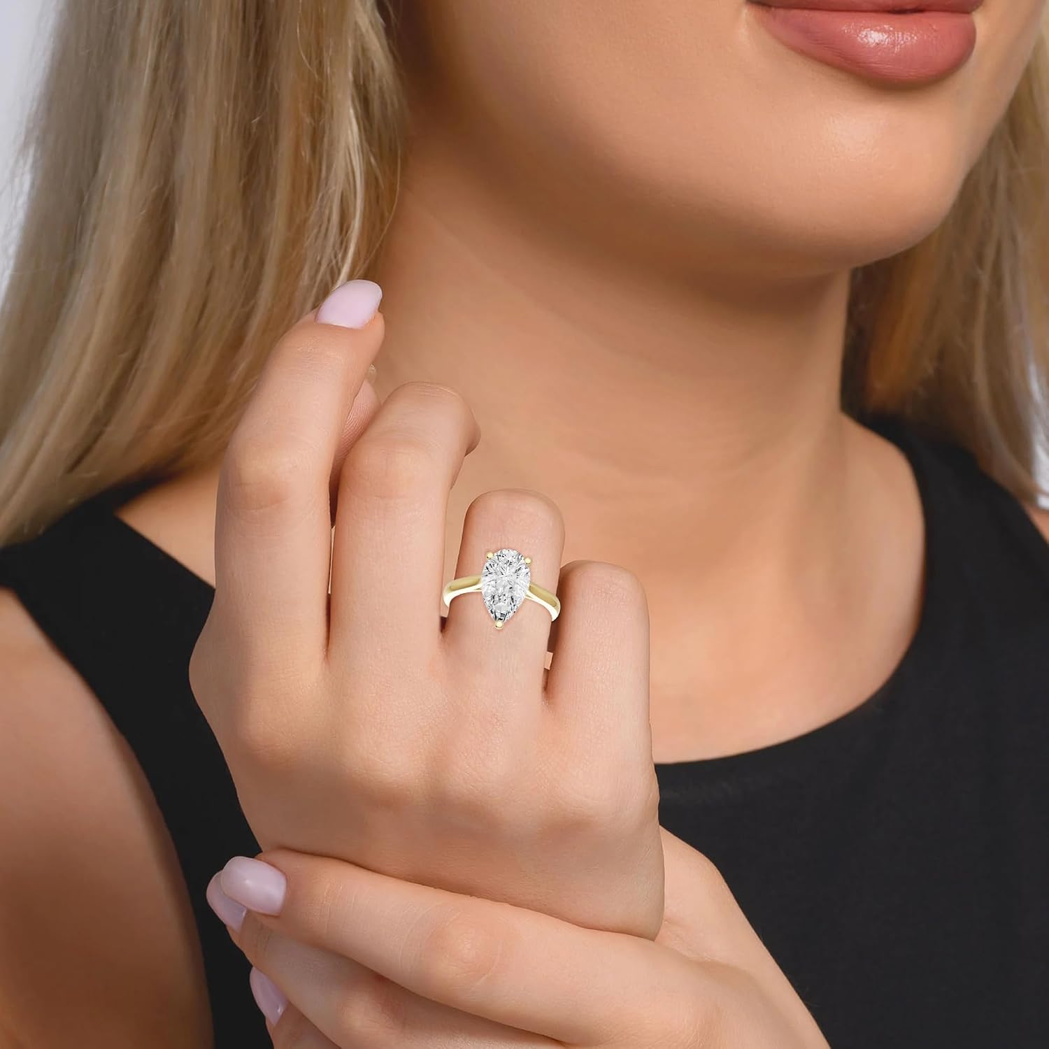 1 Carat - 3 Carat Fancy Cut Lab Grown Diamond Cathedral Solitaire Ring | 14K White and Yellow Gold Engagement Band Ring | E-F Color and VS1 Clarity