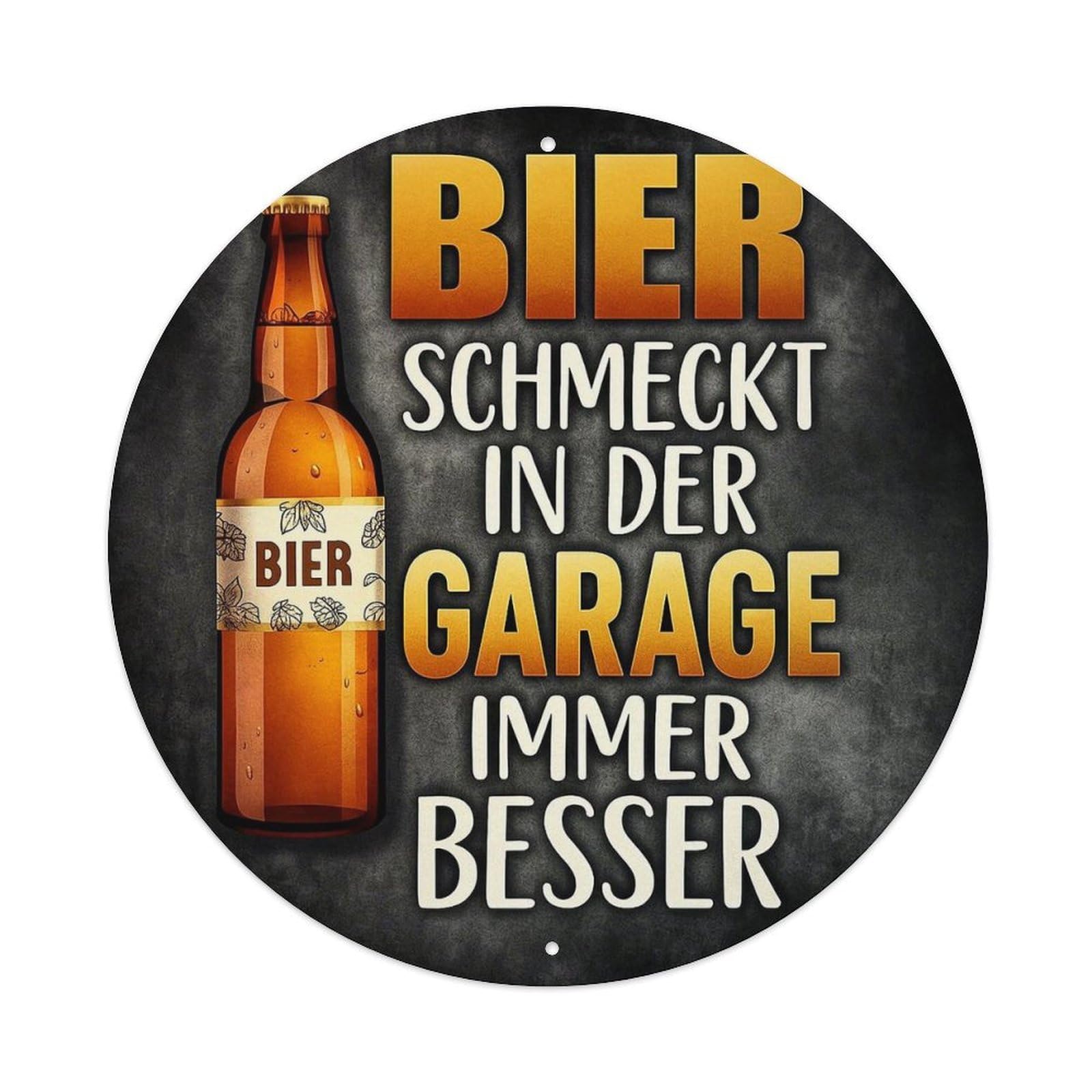 Beer Tastes In The Garage Always Better Round Tin Sign Vintage Metal Sign Home Bar Garden Indoor & Outdoor Wall Decor Retro Metal Poster 8x8 Inch